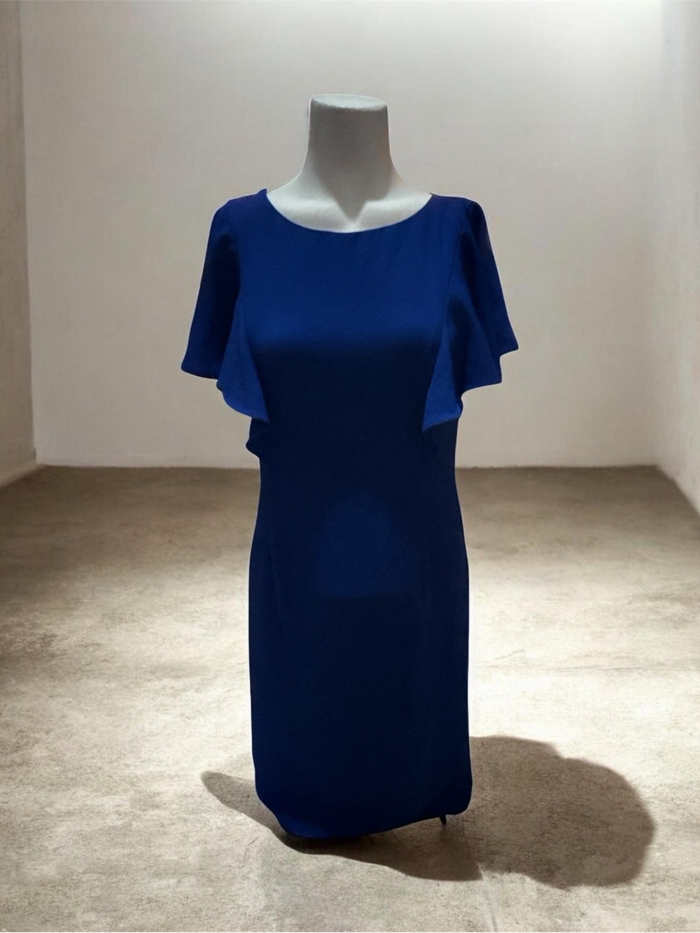 Elegant Royal Blue Midi Dress with Flutter Sleeves